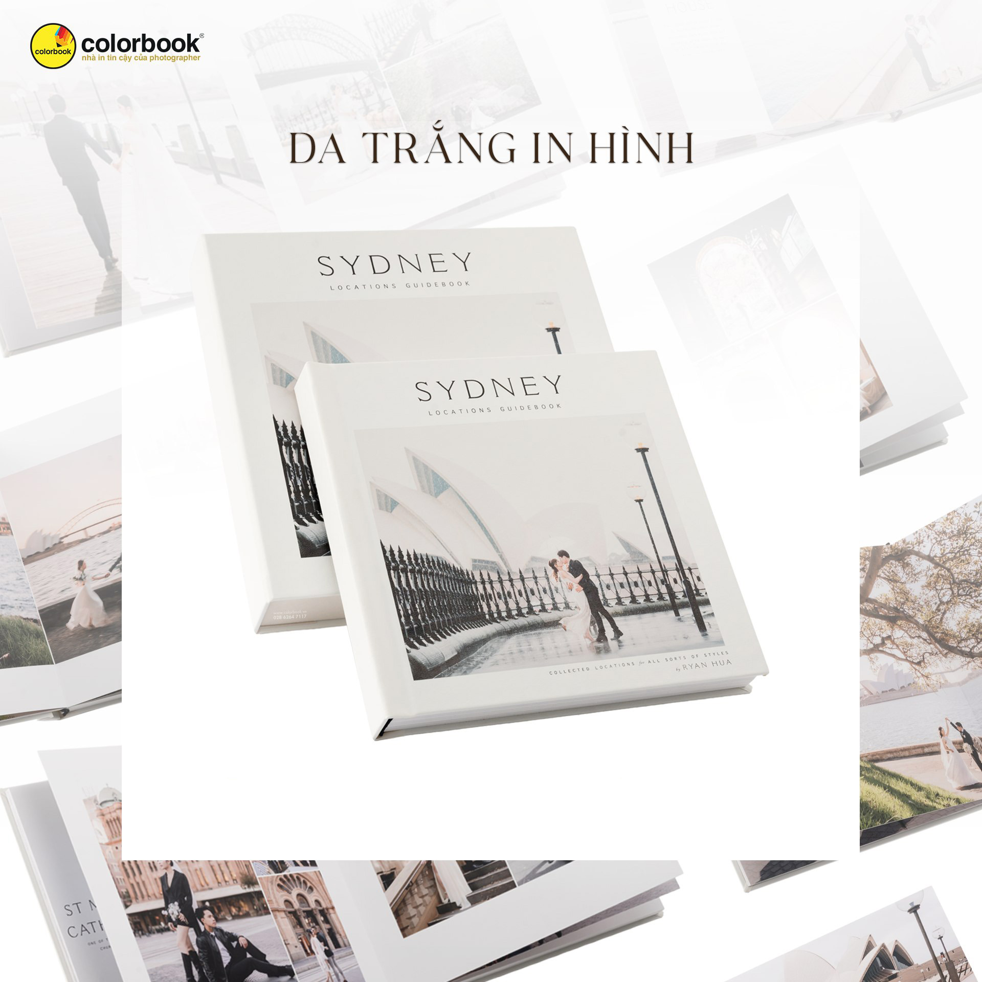 Album cưới da trắng in hình cao cấp – in trực tiếp trên da tại Colorbook