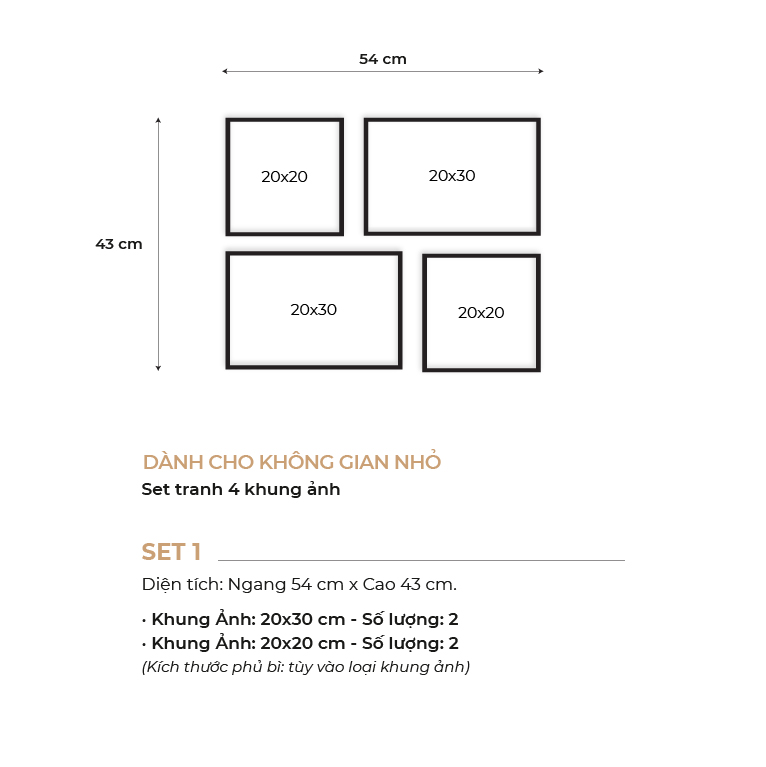 Set 4 khung ảnh bộ dành cho không gian nhỏ