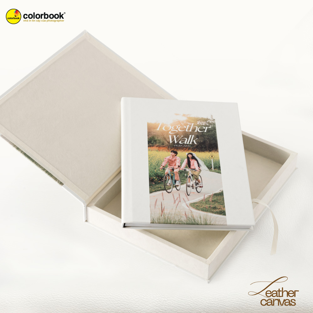 album bìa da trắng in ảnh cưới